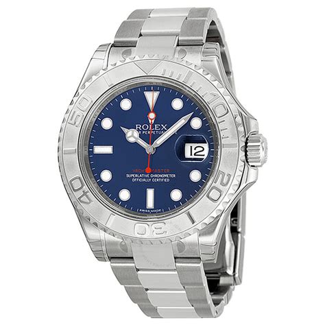 rolex yacht-master 40 automatic blue dial stainless steel oyster men's|Rolex Oyster steel watch.